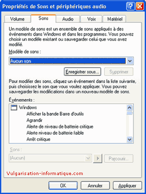 Désactiver les sons Windows