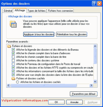 Options des dossiers