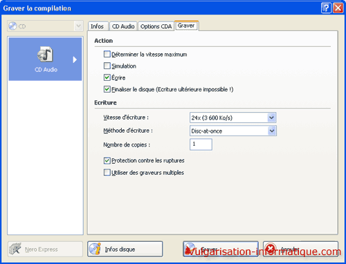 Options de gravure