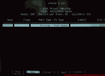 cfdisk, un utilitaire pour partitionner sous linux
