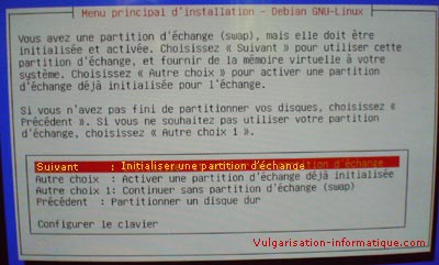 Initialiser une partition d'échange - installation de linux