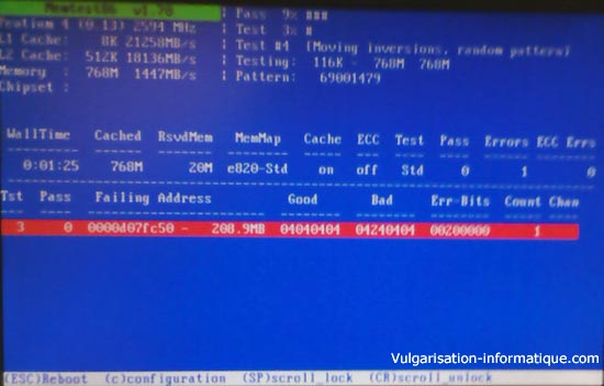 Erreur au niveau de la RAM