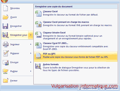enregistrer - excel 2007