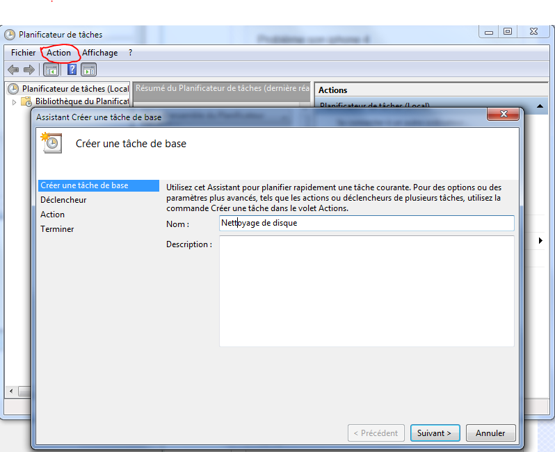 création de la tâche planifiée