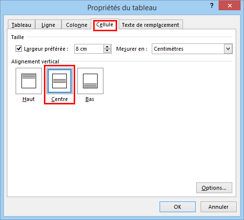 Alignement du texte