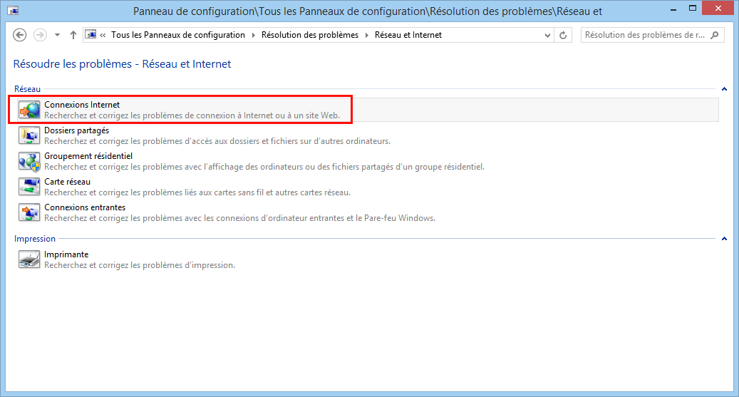 Types de problèmes à diagnostiquer sous Windows 8