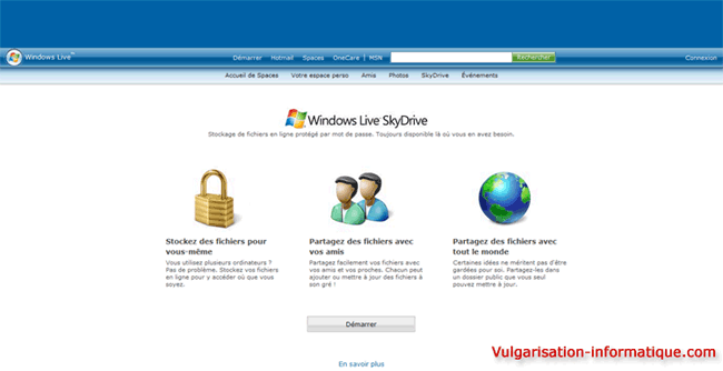 accueil - microsoft skydrive