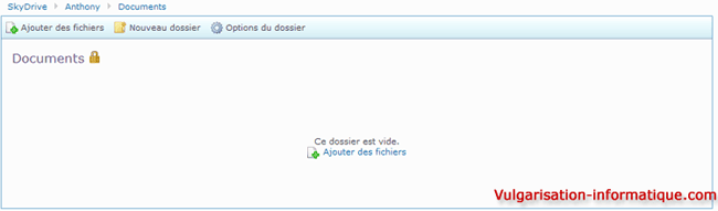 microsoft skydrive - consultation d'un dossier