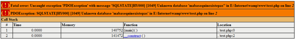 Base de données inexistante PDO