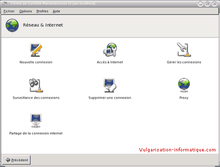 Configuration des connexions r&eacute;seau et internet