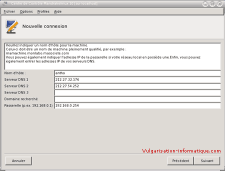 Nom d'hôte et configuration des DNS