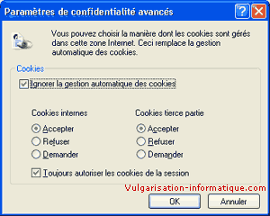 Gestion avancée des cookies