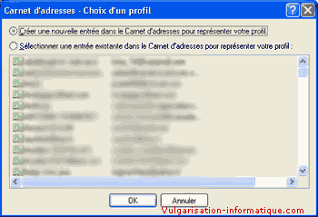 Carnet d'adresses - choix d'un profil