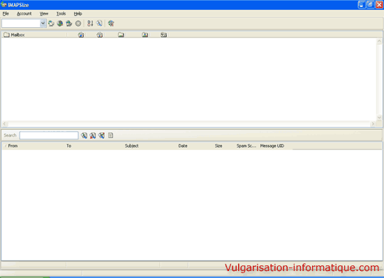 Interface du logiciel ImapSize