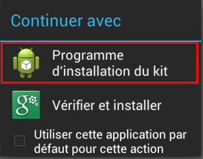 Programme d'installation du kit