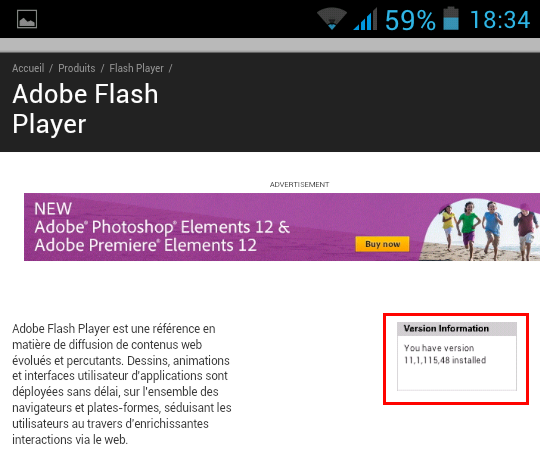 Flash est installé sur Android
