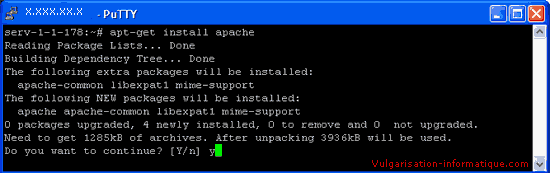 Confirmation de l'installation d'apache