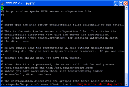 Edition du fichier de configuration d'apache