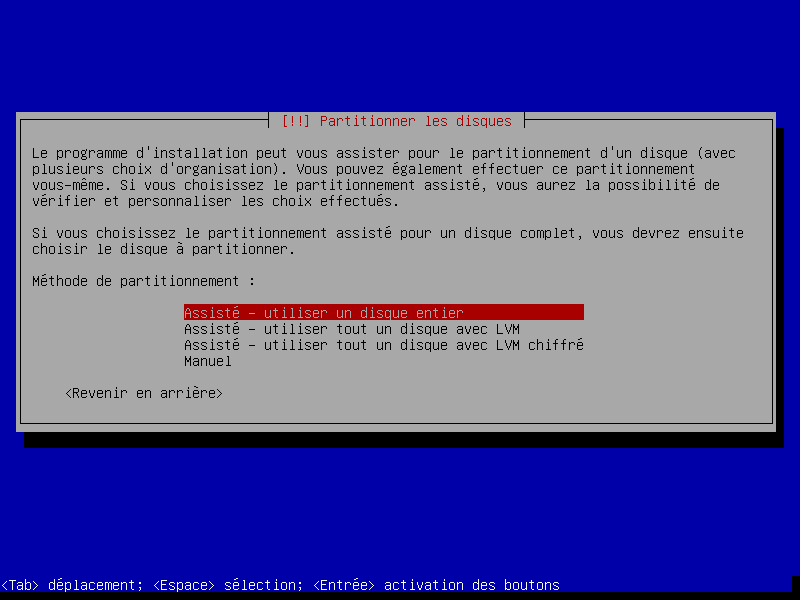 Installation de Debian Wheezy - Partitionnement du disque