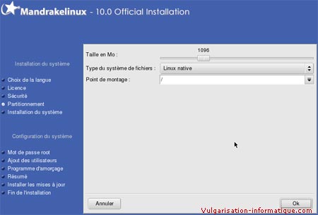 Créer une partition - installation de mandrake