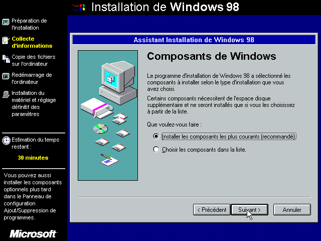 Composants à installer