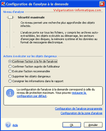 Configuration de l'analyse &agrave; la demande