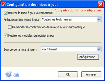 Kaspersky - configuration des mises &agrave; jour