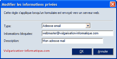 Modifier les informations privées