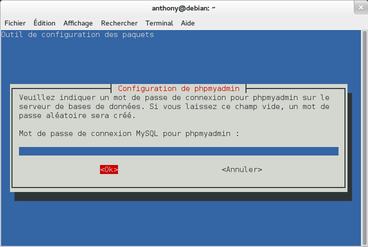 Mot de passe administrateur PHPMyAdmin