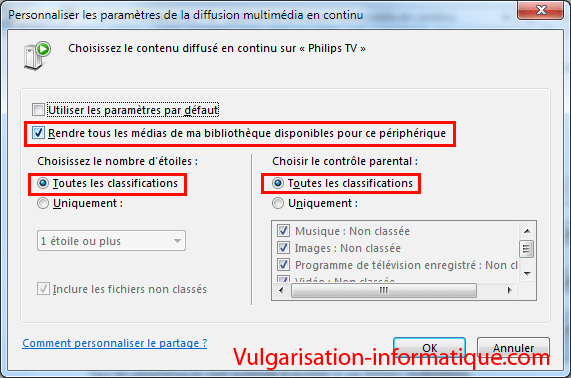 Options de contrôle parental et de filtrage de contenu