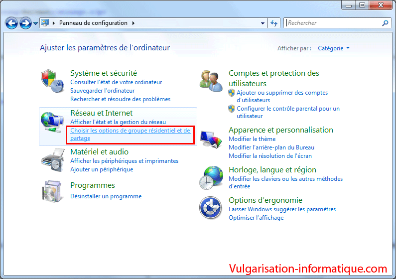 Panneau de configuration