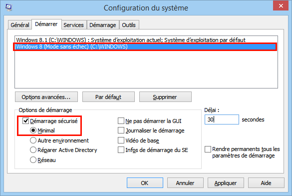 Paramétrage du démarrage