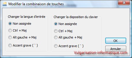 Modifier la combinaison de touches