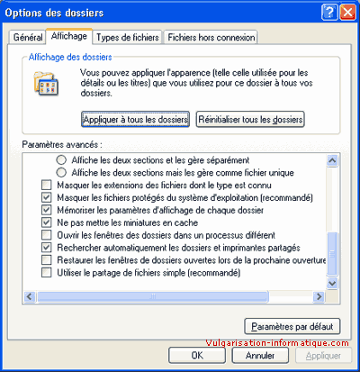 Désactiver le partage de fichiers simple