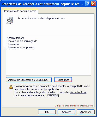 Autorisations d'accès au réseau