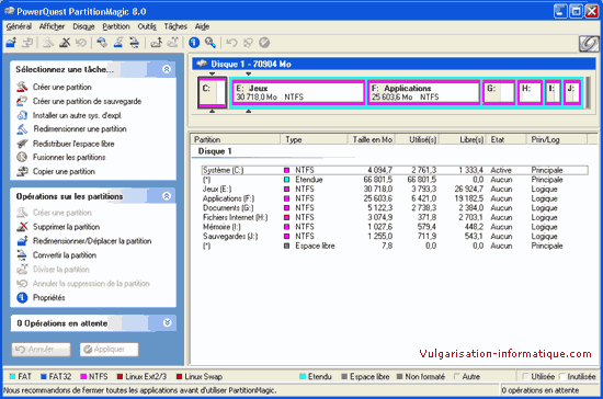 Acceuil de partition magic