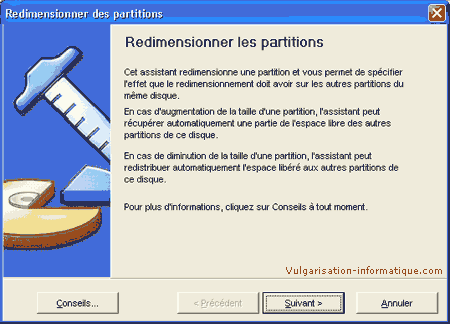 Redimensionnement de partition