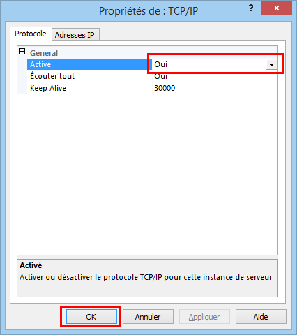 Activation du protocole TCP-IP