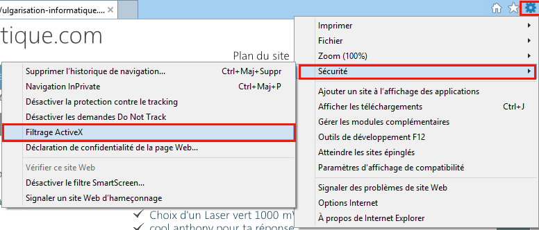 Filtrage activeX