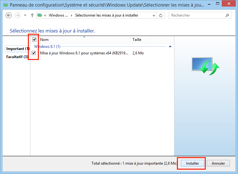 Choix et installation des mises à jour