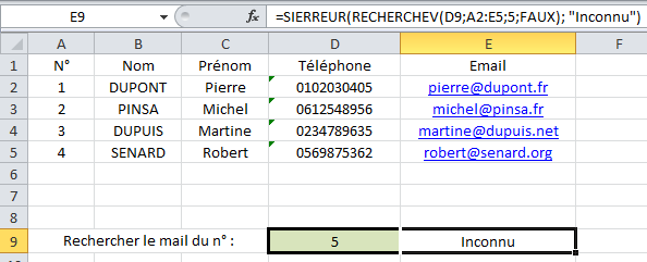 Contrôle des erreurs avec la fonction SIERREUR