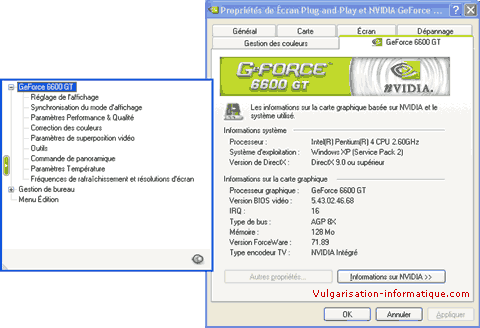 Paramétrage des options de performances des drivers NVIDIA