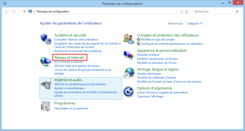 Panneau de configuration