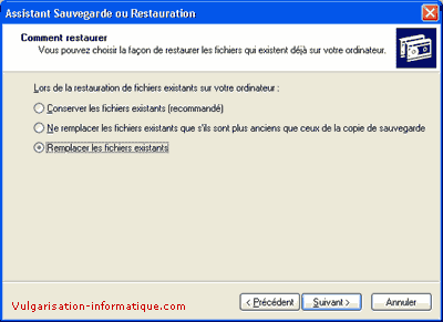 On remplace les anciens fichiers par ceux de la sauvegarde