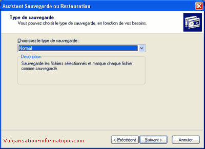 Type de sauvegarde