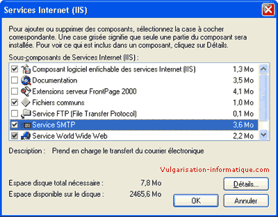 Serveur SMTP de Windows XP