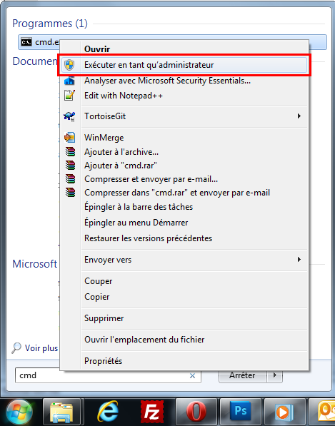 Invite de commandes (Windows 7)