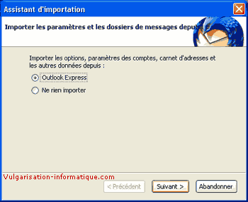 Assistant d'importation - mozilla thunderbird