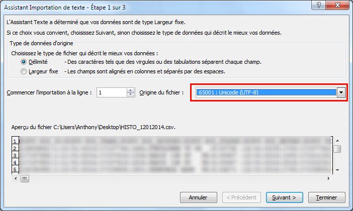 Assistant d'importation excel 2010