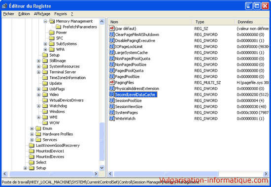 Cache L2 - regedit